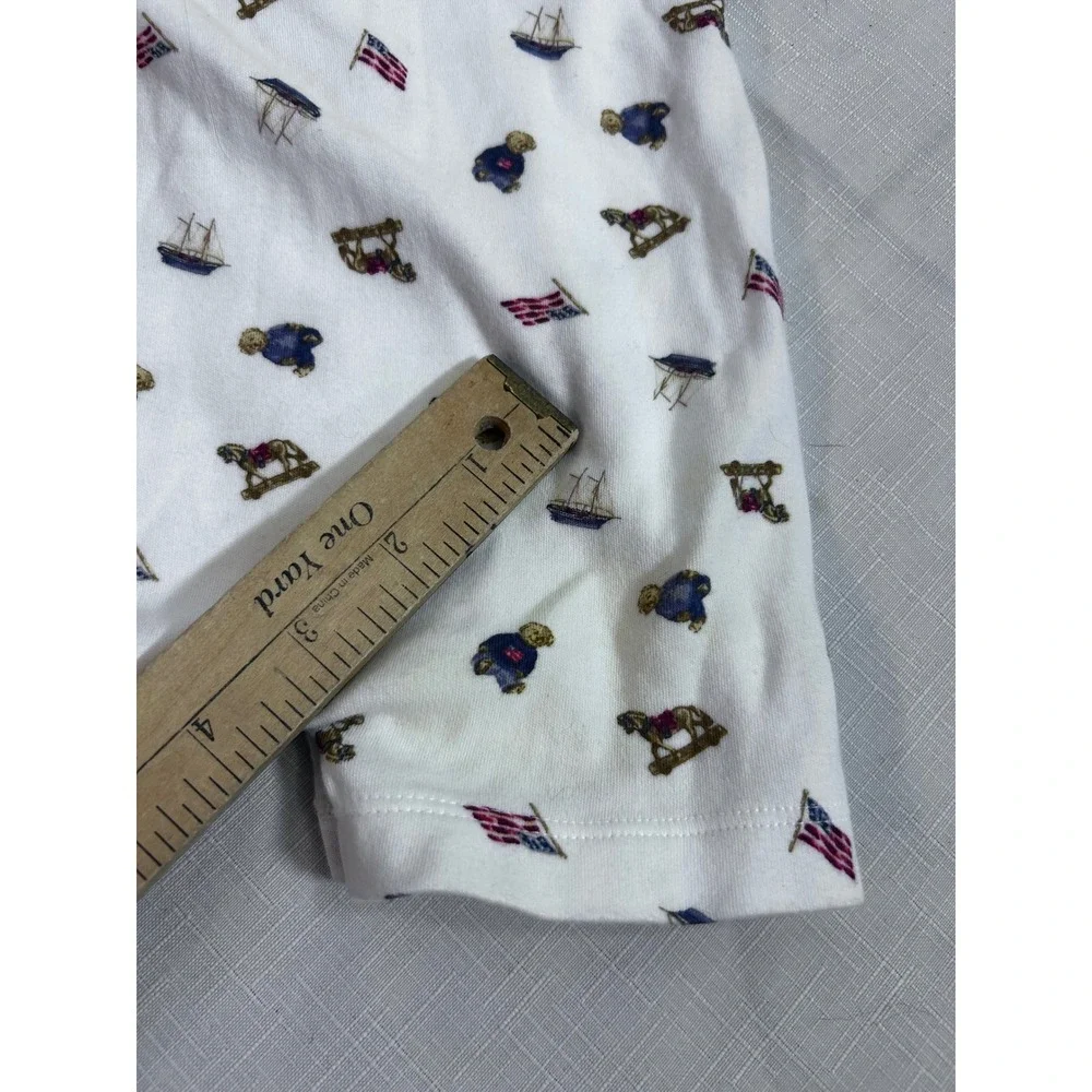 Ralph Lauren Polo Bear Romper 3M White Americana Print Baby Boy